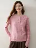 ¡26 Viajes de Alta Gama! Suéter de Cachemira para Mujer Cuello Redondo Manga Larga Tejido Pulóver Suéter Otoño Invierno Pelusa Fina Capa Base Superior