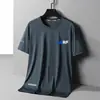 Manga Corta de Seda de Hielo Nuevo Verano Ajuste Holgado Cuello Redondo Manga Corta de Seda de Hielo Secado Rápido Transpirable Camiseta Fina Fresca para Hombre