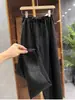 Pantalones Casuales de Lino Delgado Negros con Cintura Elástica para Mujer 2026 Verano Nuevo Diseño Holgados Adelgazantes de Pierna Ancha