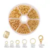 6 Bolsas de Materiales con Cierre de Langosta de Anillo Único en Caja Kit para Hacer Joyería Artesanal DIY Pendientes de Abalorios Pulsera