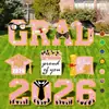 Decoração de Placa de Jardim para Temporada de Formatura 2026 Impermeável Universidade Ensino Médio Jardim Externo Decoração de Festa de Cerimônia de Formatura