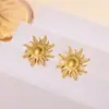 Pendientes Europeos y Americanos Nuevos de Cruzamiento Simple Creativos de Personalidad Modernos Girasol Acero Inoxidable Pendientes de Temperamento Exagerado Venta al Por Mayor