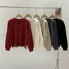 Suéter de Punto Nuevo para Otoño e Invierno con Botones de Colores Estilo Holgado Perezoso Versátil Elegante Adelgazante Cuello Corazón Suéter Pulóver para Mujer
