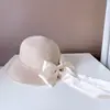 Corrente de contas japonesa fita de laço Chapéu de palha de pescador feminino verão elegante versátil proteção solar chapéu de bacia chapéu de praia para férias moda