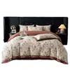 Estilo retro americano, agradable para la piel, juego de ropa de cama de cuatro piezas de gasa de doble capa, sábana de cama, funda de edredón y sábana bajera de algodón y lino puro, adecuado para todas las estaciones