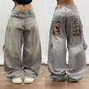 American Retro hiphop Nova Primavera Estilo Hip-hop Marca da moda Jeans Reto Solto Calças Cropped de Perna Larga Casual