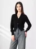 Cardigan de malha feminino elegante com decote em V, cor sólida, cintura com fivela, curto, de lã, proteção solar, solto, afina a silhueta, para o trabalho, primavera e verão