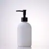Botella de Lavado de Manos de Rayas Verticales de Alta Calidad, Vidrio Espeso, Botella Dispensadora Multifuncional para Loción y Gel de Ducha, Botella de Vidrio Resistente a la Humedad y al Calor