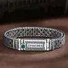 Pulsera para Hombre con Patrón de Vid de Mantra de Seis Sílabas Esmeralda Estilo Europeo y Americano Tejida Personalidad Retorcida Tendencia Hip-Hop