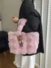 Bolso Peludo de Moda, Bolso de Hombro tipo Burbuja de Peluche Estilo Perezoso para Niña, Bolso de Mano Cubo de Alta Calidad para Otoño e Invierno