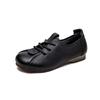 Xangai Jiejie Primavera Confortável Casual Mãe Sapatos Femininos Top Layer Couro Lace-Up Plana Retro Cor-Polido Sapatos de Trabalho