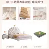 Cama de Luxo Leve Moderna Simples Quarto Principal Estilo Creme Cama de Tecido Tecnológico Cama de Celebridade da Internet Pétala Cama de Menina Princesa