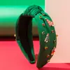 Diadema He Ming Estilo Nuevo Europeo y Americano Color Sólido Pedrería Campana Árbol de Navidad Accesorios de Aleación Borde Ancho Nudo Diadema Navideña