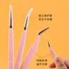 Punta Especial de Fibra Rosa para Injerto de Pestañas, Pinzas Herramienta de Belleza de Alta Precisión, Pinza Dorada con Forma de Pluma, Pinzas para Pestañas Postizas