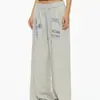 Calça de Moletom Esportiva Casual Feminina com Estampa de Letras Retro Americana Outono 2026, Calça Longa Solta de Perna Larga com Caimento