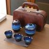 Juego de té de viaje con cambio de horno, portátil, una tetera, 3 tazas, regalo de mano para negocios, tetera portátil kung fu, regalo para el hogar