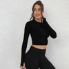 Tops de Yoga Transfronterizos Sin Costuras, Camisetas Deportivas de Manga Larga para Mujer, Primavera y Otoño, Secado Rápido, Cintura Alta, Ropa para Correr, Entrenamiento y Fitness