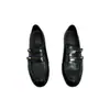 Versión en stock~Mocasines retro franceses de tacón grueso, zapatos slip-on otoño 2026 con hebilla de cinturón negra estilo old money