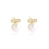 Brincos de pérolas de zircônia simples, moda elegante, temperamento, todas as combinações, joias femininas, estilo leve e luxuoso, estilo coreano, design zero