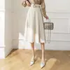 Saia Midi Estilo Tailleur para Mulheres 2026 Primavera/Verão Nova Versátil de Comprimento Médio que Cobre o Quadril Fluida de Cintura Alta Evasê Longa
