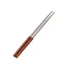 Juego de Palillos y Cuchara Retro de Madera Maciza 304 de Acero Inoxidable Portátil, Vajilla de Madera de Ala de Pollo para el Hogar de Alto Valor Estético