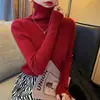 Suéter de cuello alto para mujer, nueva colección otoño/invierno 2026, capa base de manga larga ajustada, camiseta base de punto de lana sintética