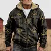 Chaqueta de Algodón Gruesa con Forro de Polar Estilo Étnico Camuflaje Transfronterizo 2025 con Cremallera y Bolsillos de Parche para Abrigo