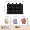 Nuevo molde de silicona de grado alimenticio francés para chocolate, jabón y mousse, creativo, tipo DIY, de 12 piezas, con forma de rosa, para uso doméstico, transfronterizo