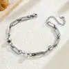 Pulsera Casual de Acero Inoxidable, Cadena Cruzada Básica de Moda para Mujer, Acero de Titanio Chapado en Oro Accesorios Elegantes de Nicho