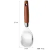 Colher de Arroz Personalizada em Aço Inoxidável 304 Estilo Japonês Antiaderente Cabo de Madeira Colher de Arroz Sandalo Vermelho Colher de Arroz Panela de Arroz Colher de Arroz