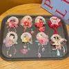 Acessórios de cabelo Hanfu estilo chinês para crianças, elásticos de cabelo com flor vermelha estilo etéreo e antigo, adequados para coques e rabos de cavalo