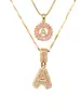 Collar Elegante de Color Rosa Azucarado con Diamantes Completos e Incrustaciones de Circonio de Cobre, Set de 26 Letras Florales del Alfabeto Inglés