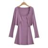 Vestido tipo cárdigan de dos piezas con falda corta y orejas de madera, estilo Pure Desire, sexy, antiedad, para mujer, primavera de 2023