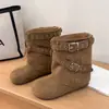 Hebilla Adelgazante 2026 Botines de Punta Redonda para Mujer, Botas Casuales Versátiles Vintage de Otoño Nuevas, Cómodo Estilo Birkenstock