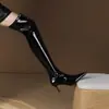 Charol, sexy, estilo europeo y americano, botas altas hasta la rodilla, nueva colección otoño/invierno, versátiles, adelgazantes, con cremallera, botas de mujer, de tacón alto, botas elásticas