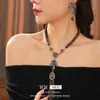 Collar Vintage con Forma de Serpiente de Vidrio Bordado con Diamantes, Cadena Retro para Suéter, Set de Joyería de Lujo Ligero de Alta Gama