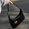 Bolsa de Axila para Mulheres 2025 Novo Outono e Inverno Textura High-End Nicho Elegante Roupa de Trabalho Retrô Bolsa de Ombro Satchel Baguete
