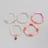 Pulsera elástica de cuentas de resina de colores degradados estilo resort transfronterizo europeo y americano, pulsera elástica en capas con conchas, temática oceánica, para mujer