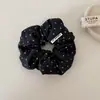 Scrunchie doce de bolinhas estilo coreano para mulheres, elástico de cabelo de alta elasticidade que não danifica o cabelo, acessório versátil para rabo de cavalo