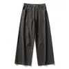 Pantalones rectos de retazos deconstruidos para hombre de la marca de moda callejera retro estilo japonés Rumeng, otoño, corte holgado, versátiles, con caída, casuales, largos