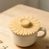 Tampa de Copo de Silicone Criativa Flor de Girassol à Prova de Poeira e Vazamento Tampa de Copo de Silicone Flor de Girassol