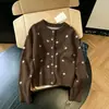 Bestseller transfronterizo: Cárdigan de punto para mujer de talla grande, estilo europeo y americano, para primavera/otoño, con cuello redondo, jacquard de lunares, de un solo botón, mangas largas raglán