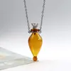 Collar con Colgante de Botella de Aceite Esencial de Vidrio Transparente en Forma de Corazón, Colgante de Botella de Fragancia, Collar Sencillo de Acero de Titanio, Regalo para Amigos y Parejas