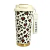 Vaso de Paja con Estampado de Leopardo, Vaso Térmico para Dos Bebidas, Taza de Café, Vaso de Agua Fría de Aspecto Elegante para Niñas, Vaso Portátil Creativo para Coche