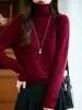 Suéter de Lã Puro Feminino para Outono e Inverno com Agulha Cinco Fios e Gola de Pelo, Tricô Básico Solto com Mangas Longas Versáteis