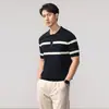 Nova Camisa Polo de Manga Curta para o Verão de 2026 com Gola Reversível, Suéter de Tricô Fashion Estilo Old Money, Camisa Polo Versátil Listrada