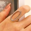 Anillo de acero inoxidable con borde cruzado, hueco, geométrico, ovalado, barroco, abierto, estilo ins, anillo sencillo que combina con todo.