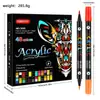 Marcador acrílico de dos puntas y dos colores a base de agua, 48 colores, para graffiti de jardín de infantes, DIY, cuenta manual, marcador impermeable y que no se decolora