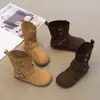 Nuevas Botas Cortas Retro Merlot para Niñas Otoño/Invierno 2026 Botas Birkenstock Infantiles Versátiles Simples Casuales de Dos Vías