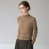 Novo suéter de cashmere com gola semi-alta espessa e mangas compridas para mulheres, solto e versátil, camada base de lã tricotada, top quente